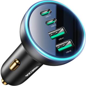 70W USB C Car Charger, Rocoren 4-Port PD Super Fast Charging Type C Car Charger for Multiple Devices, Cigarette Lighter Adapter, USBC Phone Adapter for iPhone 17/17 Air/16/15 Pro Max,Samsung S25,Piexl