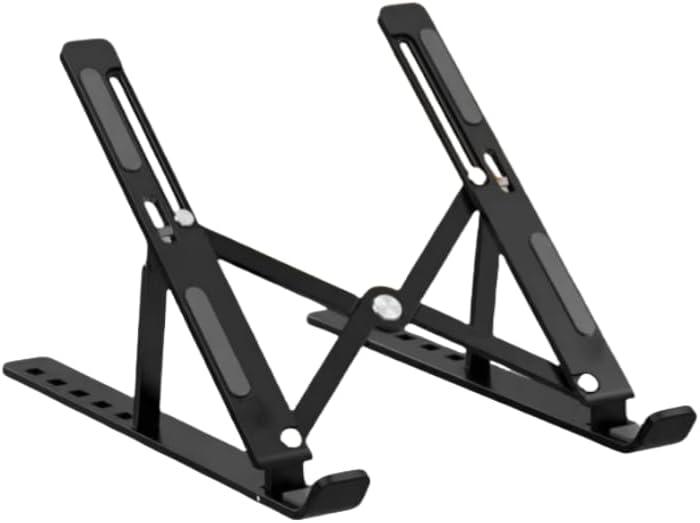 Laptop Cooling Stand, 6-Angle Adjustable Aluminum Ergonomic Foldable Portable Desktop Stand, Compatible with 10-15.6 inch MacBook iPad, HP, Dell, Lenovo Silver (Black)