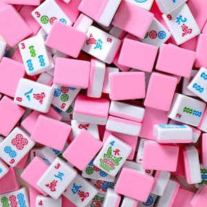 TIASUSAN American Mahjong Tile Set, 166 Pink Tiles, Bag and Mahjong Accessories, 4 All-in-One Rack/Pushers, Mahjong Set Complete