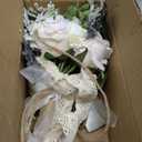 Wedding Bouquets for Bride Bridesmaid,White Champagne Artificial Roses Flowers for Wedding Church Decoration (6.5in)