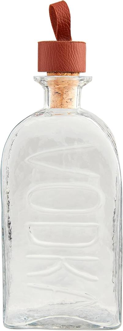 Mud Pie Vodka Glass Leather Decanter Pitchers, 11 1/4" x 4", CLEAR