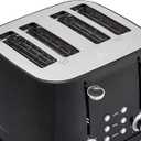 Amazon Basics 4 Slice Toaster with 4 Slots, 6 Browning Settings, Defrost, Removable Crumb Tray, Bagel Function, Cancel Button, 1600W, Black