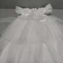 KAQININI Flower Girl Dress Ruffle Sleeve Layered Rainbow Holiday Fancy Satin Tulle Elegant Party Formal Communion Gown (White)