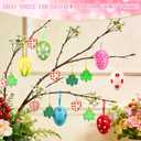 36 Pieces Valentine's Day Heart & St Patrick's Day Shamrock & Easter Egg Ornaments Adorable Heart Shaped Baubles, Clover Baubles & Hanging Egg Decorations for The Perfect Holiday Party