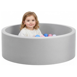 Wilwolfer Foam Ball Pit for Toddlers, Large Baby Ball Pit for Babies with Soft Memory Sponge, Indoor Outdoor Baby Playpen, Kids Play Ball Pool, Gift Toys for Infants Boys and Girls (Gray, NO Balls)