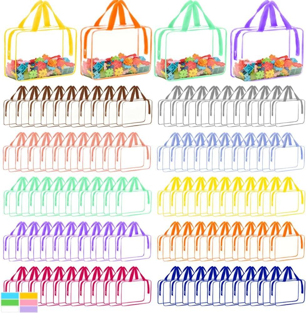 100 Packs Extra Large Toy Storage Bags with Zipper, Clear Toy Organizer Bag, 8.66 x 11.81 x 3.93 inches
