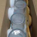 24oz Ribbed Glass Tumbler With Handle,4Pack Glass Cup with Lids and Straws,Reusable Glass Iced Coffee Cups With lids,Mason Jar Cup&Drinking Glasses for Smoothie,Shake,Juice,Soda Water,Tea,Travel Cup