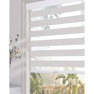 Persilux Cordless Zebra Blinds for Indoor Windows, Light Filtering Sheer Shades, Upgraded Cassette, Dual Layers Light Control for Day and Night for Office, Easy to Install (58" Wx64 H, Linen Cream)