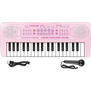 Kids Piano Keyboard - 37 Keys Keyboard Piano Musical Toys with Microphone, Dual Speaker, Piano Toys Birthday Gifts for 3 4 5 6 7 8 Year Old Girls (Pearly Pink)