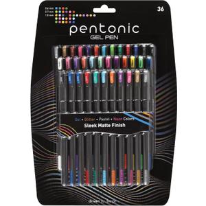 Pentonic Gel Pens, 36 Count, 36 Assorted Colors (Assorted Color, Neon, Pastel & Glitter), Medium & Fine Point, Smooth Writing For Journaling (1002358)