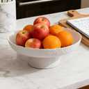 Large Glass Fruit Bowl for Kitchen Counter Decorative Centerpiece Bowl for Table Home Dco, White Hammered