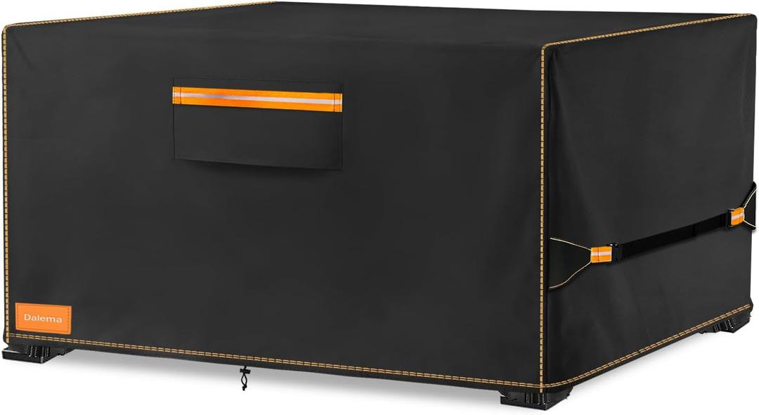 Fire Pit Cover,Outdoor Heavy Duty 600D 100% Waterproof Fire Pit Cover Rectangular,Weatherproof Firepit Covers Rectangle 52" L x 34" W x 24" H,Black