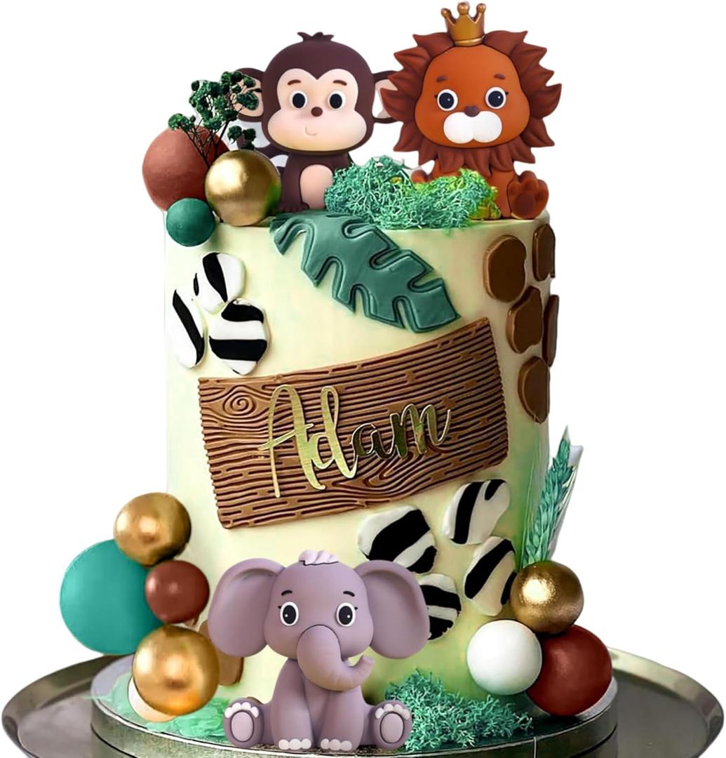 JeVenis Safari Baby Shower Cake Decoration Safari Animals Cake Decoration Wild One Cake Decoration Two Wild Cake Topper Giraffe Monkey Cake Topper