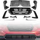 CRV Grill Set - Front Upper Grille & Radiator & Fog Light Cover w/o Hole Kit Compatible with 2023 2024 2025 2026 Honda CRV CR-V LX EX or EX-L Model 1.5L