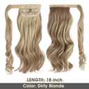 CJL HAIR 18" Long Ponytail Hair Extension Wrap Around Pony Tail Clip in Curly Wavy Synthetic Fake Hairpiece for Women Dirty Blonde
