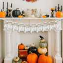 Halloween Ghosts Hanging Ornaments, Flannel Cloth Ghosts Party Garlands for Haunted House Halloween Decorations Indoor, with 39.3 Inch Long Hemp Rope, 9 Ghosts, and 50 Wooden Beads