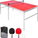 GoSports Mid-Size Table Tennis Game Set - Red or Blue - Indoor/Outdoor Portable Table Tennis Game with Net, 2 Table Tennis Paddles and 4 Balls