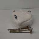 GREENSTELL Small Vanity Stool Chair with Storage and Folding Back, 13" x 13" x 17.7" Faux Fur Soft Ottoman for Teenager, 4 Metal Legs with Anti-Slip Feet, Furry Padded Seat for Makeup, Bedroom, White