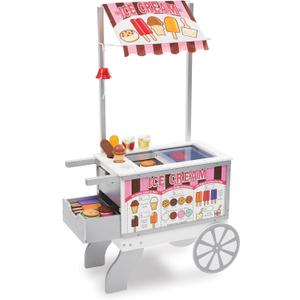 Melissa & Doug Snacks & Sweets Food Cart with Play Food, Wooden Toys & Kids Play Kitchen Accessories, Preschool Learning Toys for Girls & Boys 3+, Standard