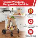 dbest Products Cruiser Cart Deluxe 2 - Foldable Shopping Cart with Wheels & Brake System - Heavy Duty Collapsible Utility Cart for Groceries & Laundry - Holds 100 lbs - Silver, Alloy Steel