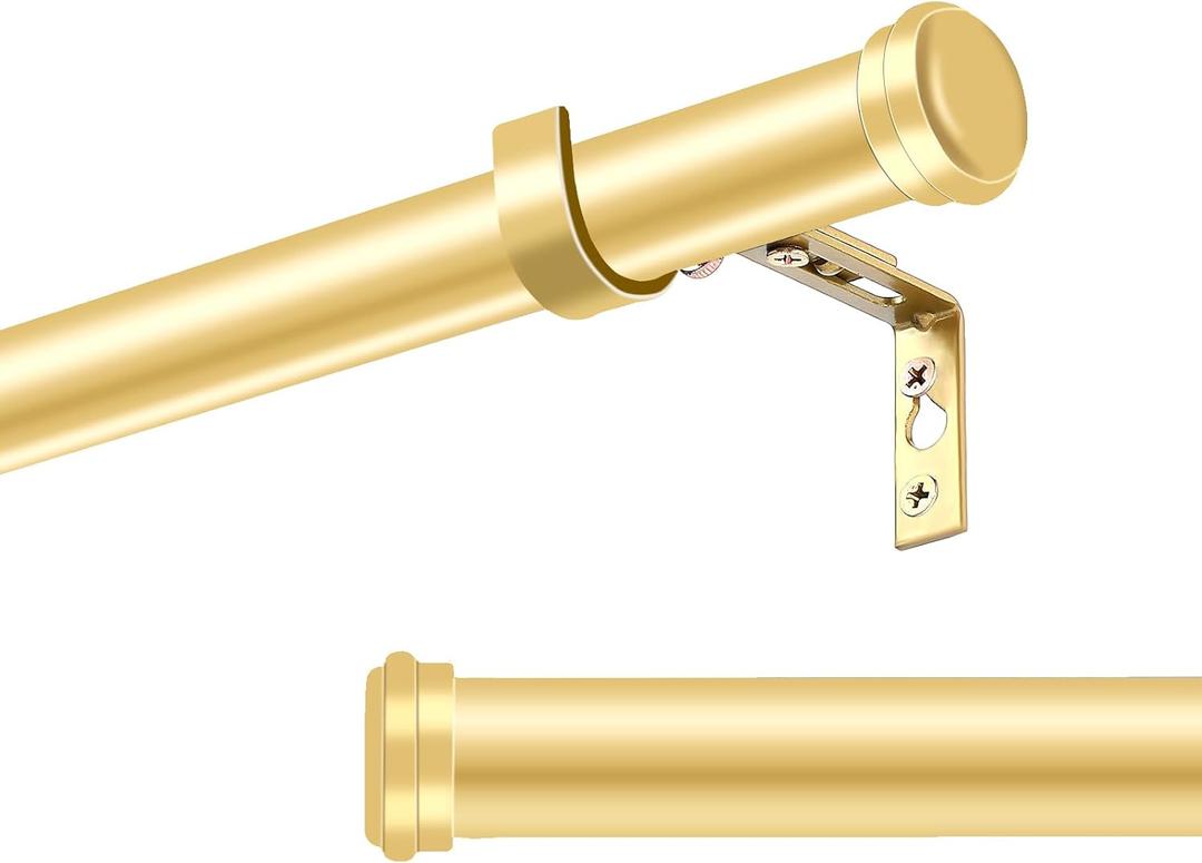 Adjustable Gold Curtain Rod Set, 1-Inch Diameter, Heavy-Duty, Easy Installation - Curtain Rods for Windows 28 to 48 Inches(Gold,30-48")