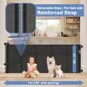 Reinforced Retractable Baby Gates with Support Beam 60" Wide Retractable Dog Gate Indoor Prevent Children and Dogs from Crawling Under Outdoor Dog Gate for Deck Mesh Gates for Kids or Pets, Black