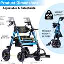 Ambliss 2-in-1 Rollator Walker Transport Chair Heavy Duty 450 lbs Rolling Walkers with Seat for Seniors, 10" Rear & 8" Front All Terrain Wheels, Adjustable Height, Folding Mobility Aid for Adults