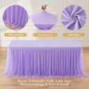 Lavender Tulle Tablecloth for 8 Foot Rectangular Table 8ft Light Purple Rectangle Table Cloth Wrinkle Free Tablecover with Tutu Skirt for Wedding Birthday Party Baby Shower Banquet Buffet Cake Event