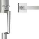 Brightify Front Door Handle, Modern Exterior Door Handle with Passage Door Lever, Front Entry Door Handle No Lock, Reversible for Left & Right Handed Door, Lower Half Grip - Satin Nickel Finish