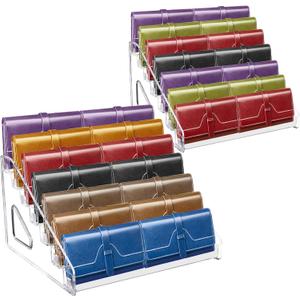 GRETJOB 7-Tier Wallet Display Stand, Acrylic Purse Display Stand, 7.8" Handbag & Perfume Organizer Rack, Cosmetic Jewelry Sunglasses Makeup Accessories Shelf (2 Pack)