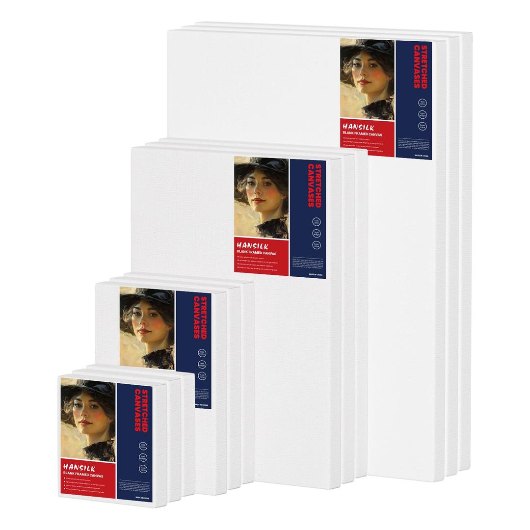 Stretched Canvas for Painting 18x24 Inch (2 Pack) - 100% Cotton Triple Primed White Artist Canvas Boards, Blank for Acrylic, Oil, Watercolor - Professional Art Supplies