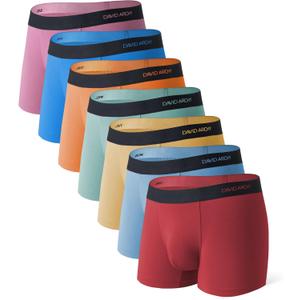 DAVID ARCHY Mens Trunks Underwear Rayon Made from Bamboo Breathable Pouch Underwear for Men 7 Pack (XX-Large, 3.5'' in 7 Pack-yellow/Green/Orange/Red/Blue/Brick Red)