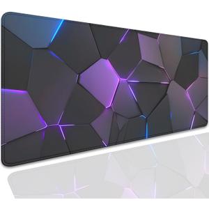 Cool Polygons Desk Pad Mouse Pad,Large XL Technology Mouse Mat with Stitched Edges,Non-Slip Rubber Base Mousepad for Office PC Keyboard Laptop and Home Work Desk Mat(27.5X11.8 in)
