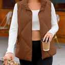 MEROKEETY Womens 2025 Puffer Vest Sleeveless Zip Up Quilted Coat Stand Collar Gilet Jacket With Pockets (L)