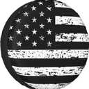 Spare Tire Cover Vintage American Flag for RV Trailer, Weatherproof Universal Wheel Cover for RV Travel Trailer Camper Truck Black White 16Inch
