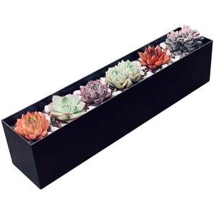 PSOIRGCNH Modern Metal Steel Trough Planter - Rectangle Black Planters for Indoor - 16" Window Sill Planters - Table or Window Boxes Planter - Windowsill Herb(1pc Short Black)