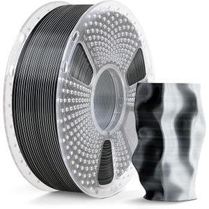 SUNLU Silk Dual Color Pla Filament, Silk PLA 3D Printer Filament 1.75mm, Shiny Silk Texture, Dimensional Accuracy +/- 0.02mm, 1KG Spool (2.2 lbs), PLA Silk Dual Color (Black White)