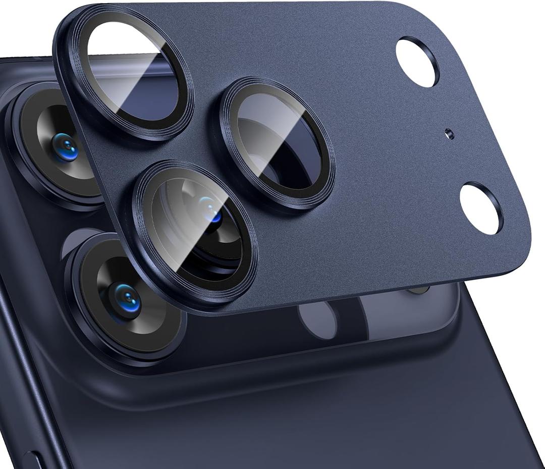 Tensea for iPhone 17 Pro Camera Lens Protector, Metal Aluminum Alloy Tempered Glass Cover Camera Screen Protector Accessories, Case Friendly (Blue)
