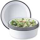 Tablecraft Melamine Dessert Side Bowls, Coupe Dishes, Vintage White with Black Rim Heavy Duty Break Resistant Premium Commercial Foodservice Restaurant Hospitality Use, 8.5" Round, 1.75 Qt, 3 Pcs