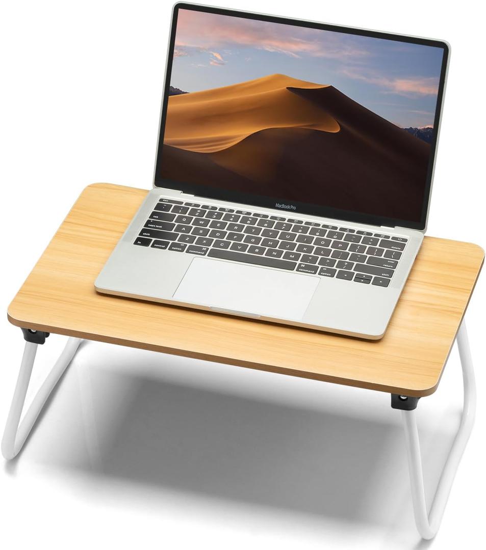 FISYOD Foldable Lap Desk, Laptop Bed Desk, Portable Bed Table, Laptop Stand for Bed & Couch, Lightweight & Mini - Oak