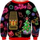 Mens Ugly Christmas Sweater Novelty 3D Graphic Long Sleeve Junior Xmas Sweatshirt Size S-3XL (L)