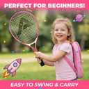 AMA SPORT Kids Tennis Racket 21 Inch Tennis Racket for Kids Girls Beginners Starter Junior Pink Racquet with Shoulder Strap Bag (Age 5-6)