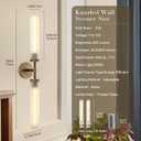 30" 2 Lights Hardwired Frosted Glass 2 PC Bathroom Wall Sconces, Handmade Knurled Brass Wall Light Fixture,Modern Vanity Light for Living Room,Hallway, Bedroom, Indoor Sconces