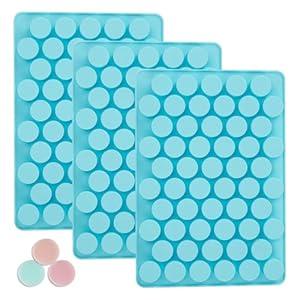 3 Pcs Round Chocolate Silicone Molds for Candy, Gummy, Caramels, Ganache, Ice Cubes, 55 Cavity Per Piece