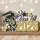3 x Graduation Gifts for High School Seniors, Unique Senior Class of 2026 Graduation Ornament, Senior 2026 Gifts for Boys Girls Daughter on Christmas, Wood Graduate Cap Christmas Ornament