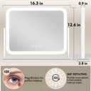 ROLOVE Lighted Makeup Mirror, 17"x13" Vanity Mirror with Lights, 10X Magnification, Gifts for Women, 3 Color Lighting Modes, Smart Touch Control, 360 Rotation for Bedroom or Tabletop (White)