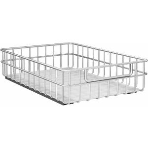 Pull out Cabinet Organizer, Stainless Steel 1-Pack (13.8"W x 21"D) Full-Extension Slide out Drawer, Adhesive Roll out Can Spice Storage Basket Shelf Rack for Pantry, Kitchen, Bathroom, Home Closet