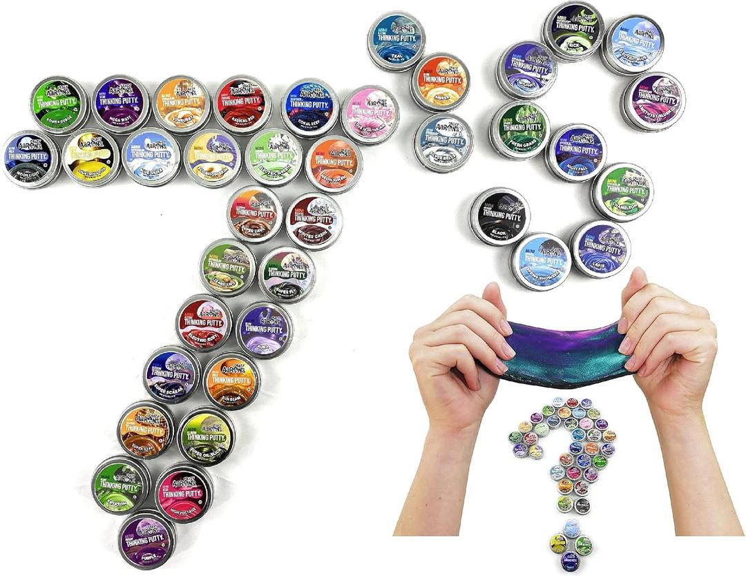 Matty's Toy Stop Crazy Aaron's Putty Mini Tins Lucky 7 Surprise Gift Set Party Bundle - 7 Pack (.47oz Each) Assorted Colors