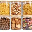 950 ml Glass Food Storage Jars, Glass Jars with Bamboo Lids, Kitchen Storage Jars, Set of 6, Canisters with Airtight Lids for Spice, Coffee, Cookie, Pantry Organizers