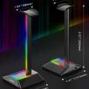 New bee RGB Headphone Stand with 1 USB-C Charging Port and 1 USB Charging Port, Desk Gaming Headset Stand with 7 Light Modes for All Earphone Accessories (Black)